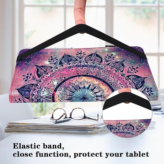 Case for Lenovo Yoga Tab Plus Tablet 12.7 Inch 2025, Multi-Angle Viewing Premium PU Leather Stand Case with Elastic Strap & Card Slots for Lenovo Yoga Tab Plus 12.7" Tablet-Mandala