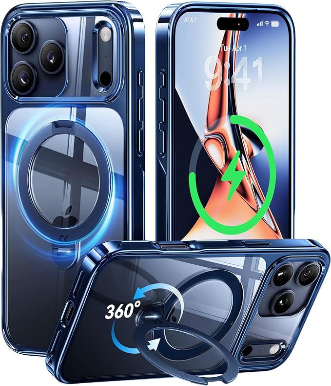 CASEKOO Deep Blue for iPhone 17 Pro Max Case with 360 Spin Magnetic Stand [Fit for MagSafe][17FT Military Protection] Slim Polished for iPhone 17 Pro Max Case with Stand 6.9'', Deep Blue