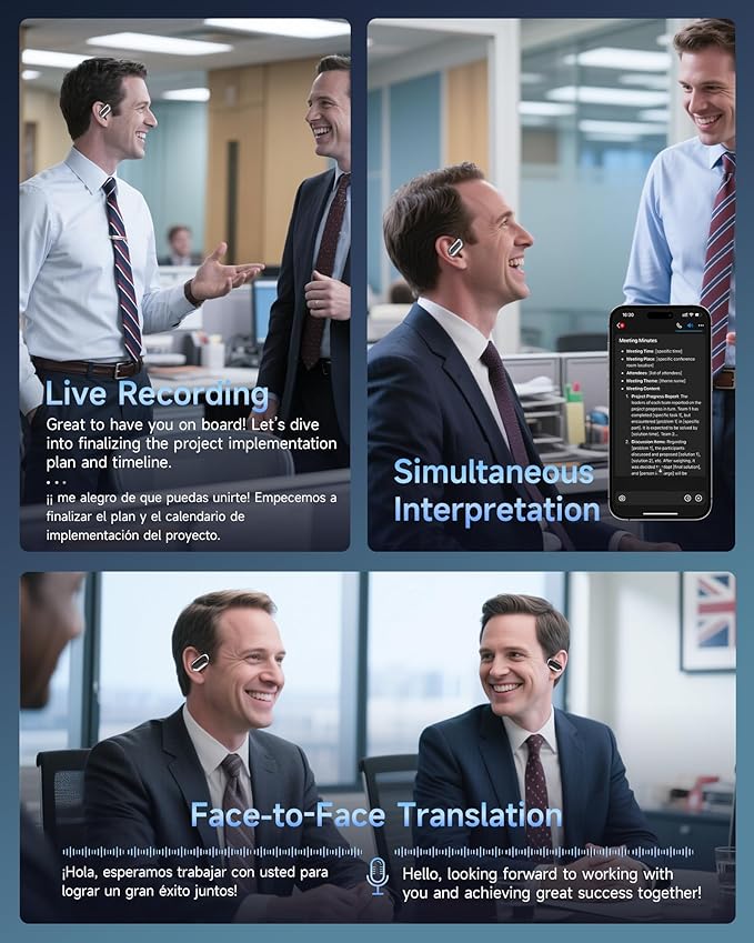 AI Translation Earbuds Real Time 144 Language Translator Earbuds for iPhone and Android Translation Headphones Translating Device for Travel Business Learning with Charging Case