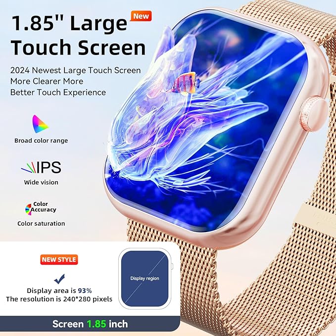 Hwagol Smart Watch (Answer/Make Call) 1.85inch Fitness Tracker, DIY Dials/Pedometer/Calories/Multiple Sport Modes/Voice Assistant, Smart Watches for Men Women Android iOS Phones