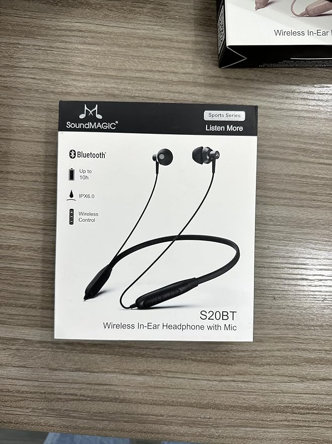 SoundMAGIC S20BT Neckband Bluetooth Headphones Wireless Earphones HiFi Stereo in Ear Headset with Microphone Lightweight Sports Earbuds Long Playtime Stable Connection Black