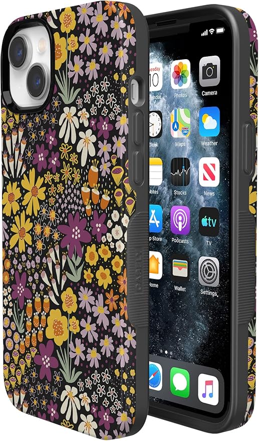 Casely iPhone 14 Case | Falling for You | Plum Floral | Compatible with MagSafe | Bold Protective Design