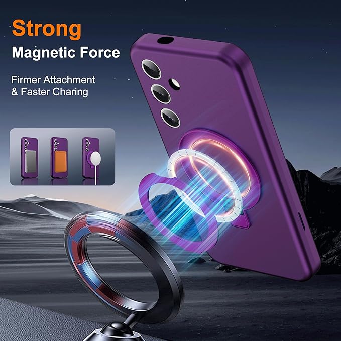 Designed for Samsung Galaxy S24 Plus Case with Magnetic Ring Stand [Compatible with Mag-Safe][Military Grade Drop Protection][Build in Kickstand] Shockproof Galaxy S24+ Phone Case 6.7",Purple