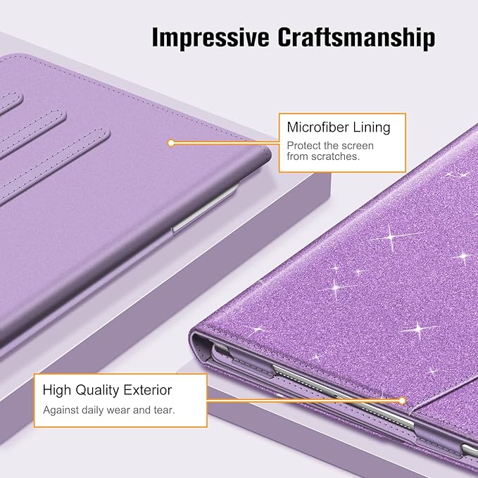 Fintie Case for iPad 9th / 8th / 7th Generation (2021/2020/2019) 10.2 Inch - [Corner Protection] Multi-Angle Viewing Stand Cover with Pocket & Pencil Holder, Auto Sleep Wake, Glittering Purple
