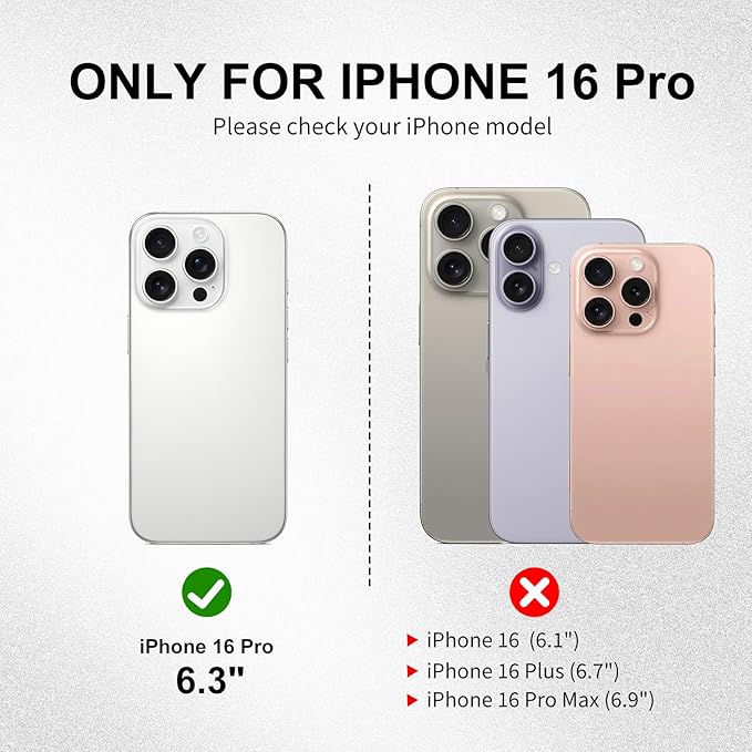 Case for iPhone 16 Pro 6.3" 2024-Genuine Leather Folio Magnetic Closure RFID Blocking Card Holder Kickstand Full Protection Phone Case Compatible with iPhone 16 Pro (Brown)