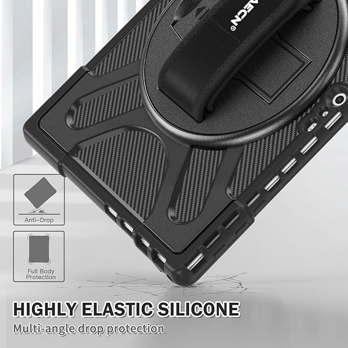 BRAECNstock for Microsoft Surface Pro 7+ Plus/ 7/6/ 5/4 Case 12.3 inch, Shockproof Rugged Protective Cover with Hand Strap+Stand, Pencil Holde, Compatible with Type Cover Keyboard, Black