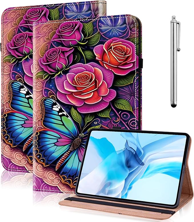 Case for Lenovo Tab M11 (TB-330FU/330XU) 11" 2024, Premium PU Leather Flip Stand Case with Elastic Band/Card Slots/Pen Holder for Lenovo Tab M11 Tablet - Colorful Butterfly
