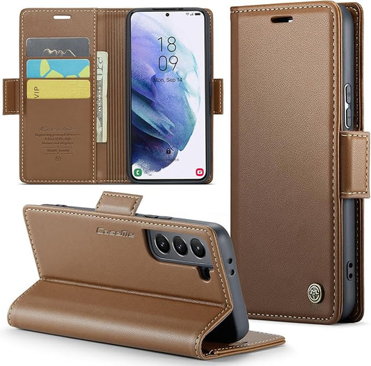 Case for Samsung Galaxy S21 Plus Wallet Case, RFID Blocking PU Leather Flip Folio Cover Card Holder Kickstand Shockproof Phone Case Compatible with Samsung Galaxy S21 Plus, Brown