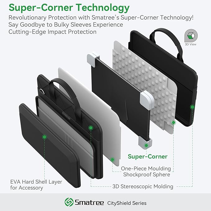 Smatree CityShield Laptop Shoulder Case for 15 inch Microsoft Surface Laptop 6/5/4/3, Case with External Accessory Pocket and Handle (MC04)