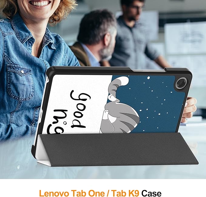 Case for Lenovo Tab One 8.7'' / Tab K9 Case, Folding Folio Ultra-Thin PU Leather Stand Case Cover with Auto Wake/Sleep for Lenovo Tab K9 8.7 Inch Lazy Cat