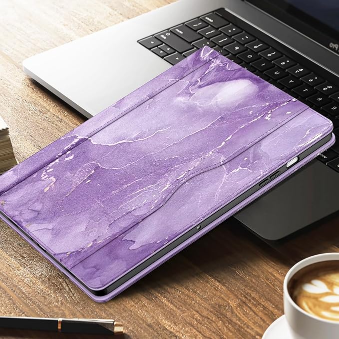 OKP Case for Samsug Galaxy Tab A9+ Plus 11 inch 2024(SM-X210/X216/X218), PU Leather Folio Cover with Multi-Angle Stand//Pen Holder, Auto Wake/Sleep Case for Galaxy A9+ 11" Tablet (Marble Purple)