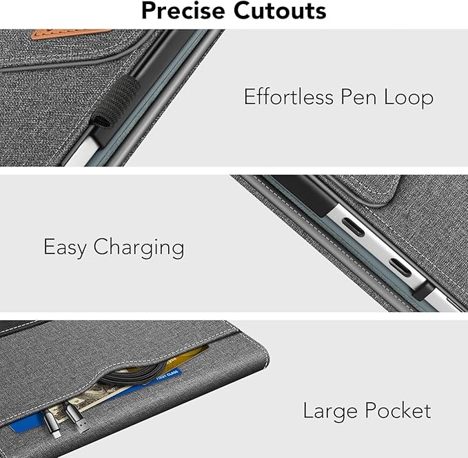 Fintie Case for Microsoft Surface Pro 12 Inch 1st Edition (2025), Multiple Angle Viewing Portfolio Business Cover with Pocket & Stylus Holder, Compatible with Type Cover Keyboard (Gray)