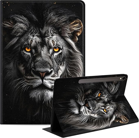Case for Samsung Galaxy Tab S10 FE/ S9 FE 5G 10.9 Inch/Tab S9 11 Inch, Slim PU Leather Stand Cover with Auto Wake/Sleep, Multi-Angle Viewing & Shockproof, Lion