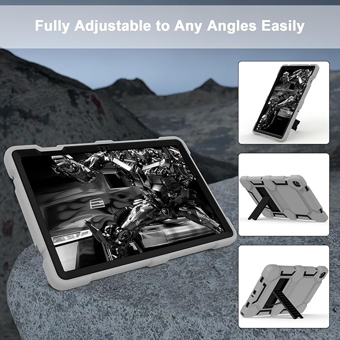 CCMAO Case for Samsung Galaxy Tab A9+ 11”(SM-X210/X216/X218), Heavy Duty Shockproof Hard Hybrid Three Layer Protective Cover with Kickstand for Galaxy Tablet A9 Plus 2023 for Kids, Gray+Black