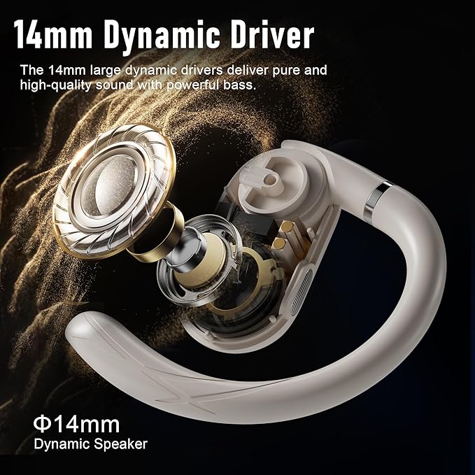 ZIPFORCE True Wireless Earbuds, Open-Ear Bluetooth 5.3 Headphones 4-Mics ENC Clear Call, OWS Bluetooth Earbuds Touch Control, IPX6 Waterproof TWS, Light-Weight Earphones