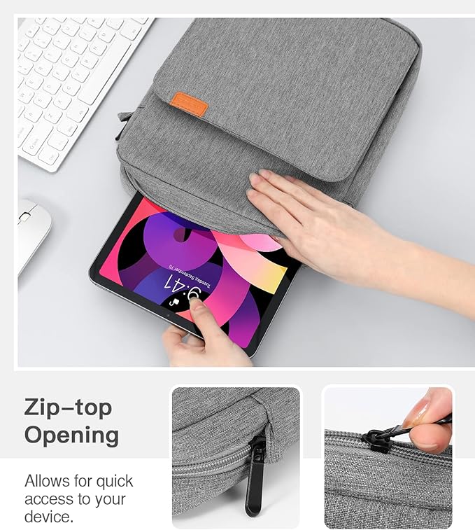 MoKo 9-11 Inch Tablet Sleeve Bag Handle Carrying Case with Shoulder Strap Fits 11inch iPad Air M3, iPad A16 2025, Pro 11 inch, iPad 10/9/8/7th Gen, Tab S8/S9 11", Dark Gray