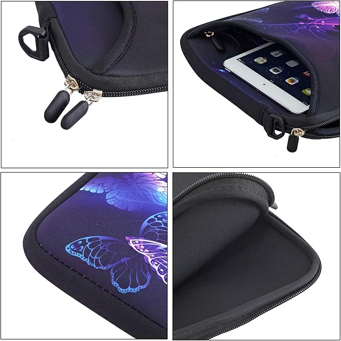 RICHEN 14 15 15.4 15.6 inch Laptop Shoulder Bag Notebook Handle Sleeve Neoprene Soft Carrying Travel Case with Accessories Pocket (14-15.6 inch, Butterflies)