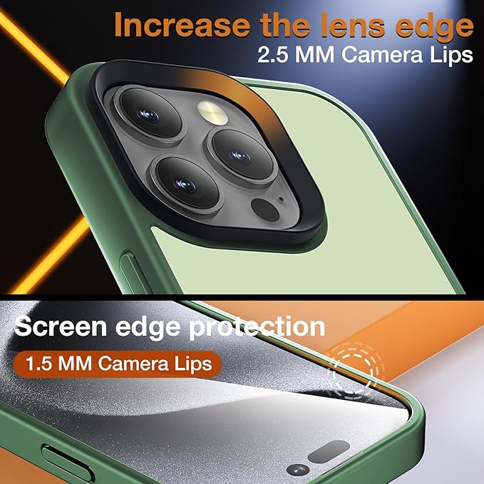 for iPhone 16 Pro Max Phone Case, Shockproof for iPhone 16 Pro Max Case, Military Grade Drop Protection, Protective Hard Back Slim Translucent Cover,Matte Green