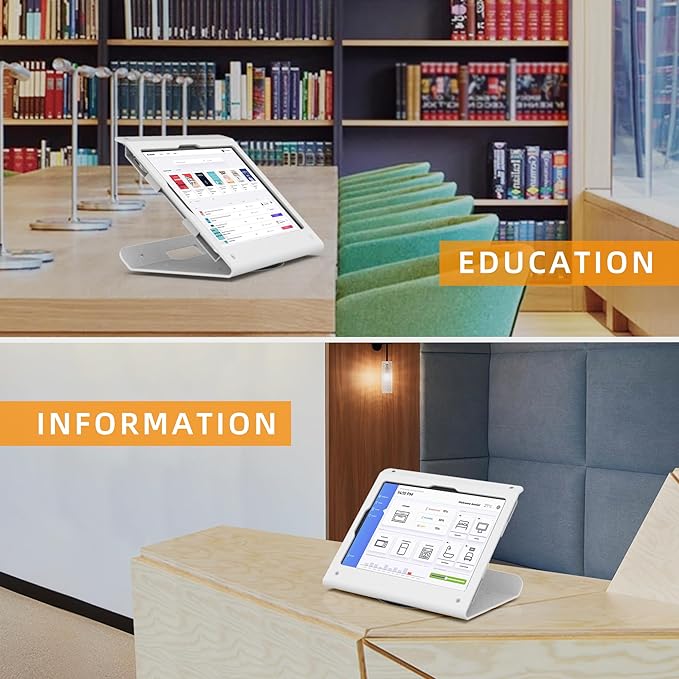 Tablet POS Stand - Heavy Duty Steel Kiosk Stand with 360° Swivel Base Anti-Theft Compatible with 10.9" iPad 10th, Pro 11" 1 2 3 4, Air 4 5, Air 11", iPad 11"(A16) - BSC102WA