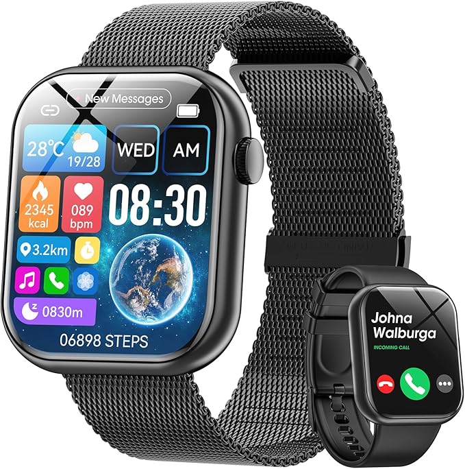 Smart Watches for Women with Android Samsung iPhone Compatible[Calls/Answer] 1.85" Smartwatch with Sleep/Heart Rate Monitor,100+ Sports Fitness Tracker,Pedometer for Steps Miles (Gray-Gold)