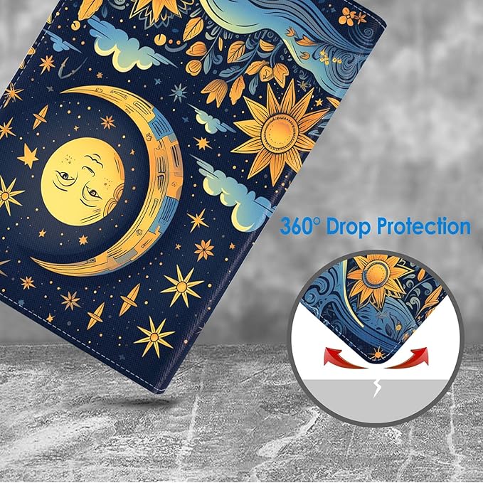 Case for Samsung Galaxy Tab A9 Plus 11 Inch 2023 Model (SM-X210/X216/X218), Slim Lightweight PU Leather Stand Cover with Auto Wake/Sleep, Magical Sun and Moon