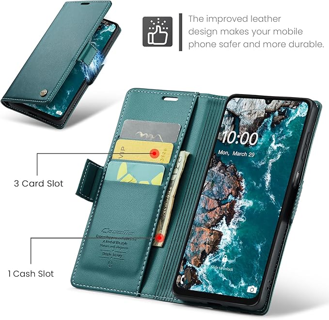 for Samsung Galaxy A16 5G/4G Case, Premium PU Leather Wallet Case Flip Cover with [RFID Blocking][Card Holder][Stand Function] Shockproof Protective for Samsung Galaxy A16, Blue-Green