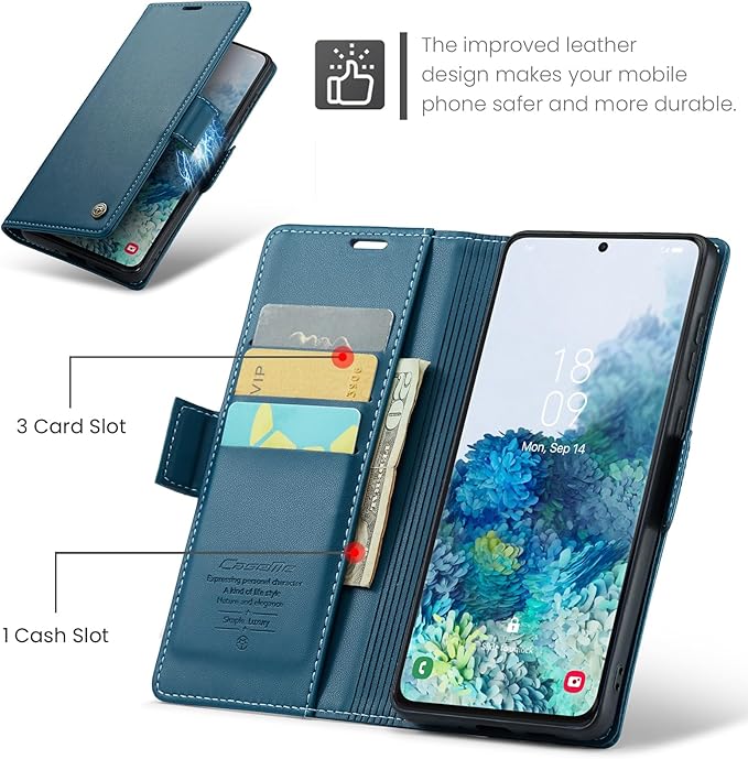 Case for Samsung Galaxy S20 Plus Wallet Case, RFID Blocking PU Leather Flip Folio Cover Card Holder Kickstand Shockproof Phone Case Compatible with Samsung Galaxy S20 Plus, Blue