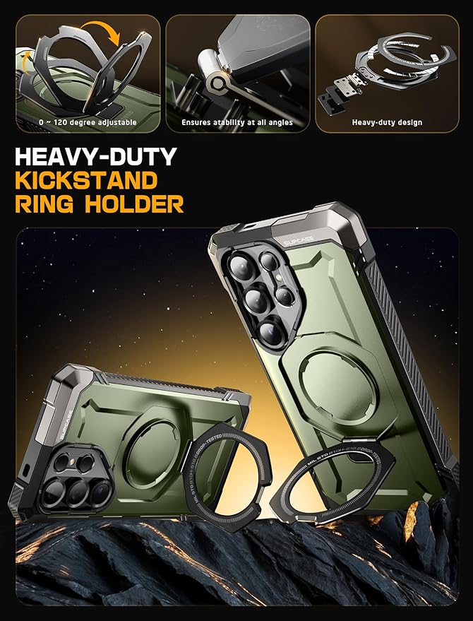 SUPCASE for Samsung Galaxy S25 Ultra Case with Stand (Unicorn Beetle Grip), [S Pen Friendly] [Compatible with MagSafe] [Military-Grade Protection] Magnetic Phone Case for S25 Ultra 6.9 Inch, Guldan