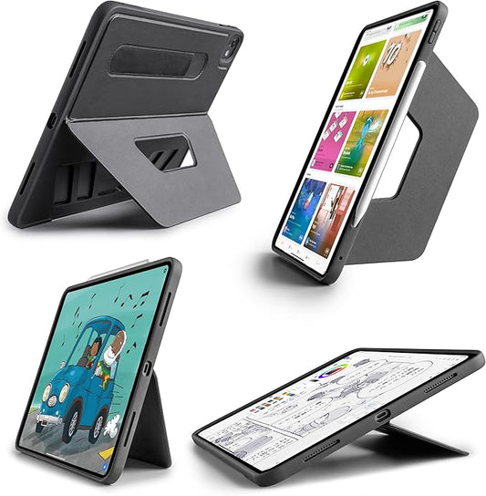 TineeOwl for iPad Pro 13-inch Case (M4) 2024, Adjustable Kickstand Magnetic Cover - Infinite Viewing Angles, Portrait/Landscape Stand, Apple Pencil Charging, Dove Series (Black)