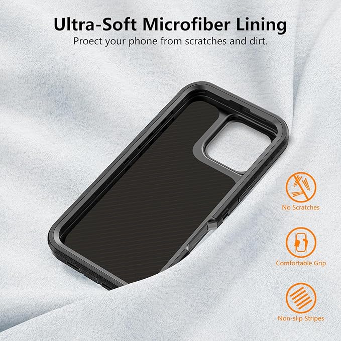 for iPhone 16 Pro Max Case with Belt Clip Holster, Anti-Shock, Anti-Slip, Compatible with MagSafe, 3-Layer Drop Protection, Heavy Duty Magnetic Phone Case Cover for16 Pro Max, 6.9", Black