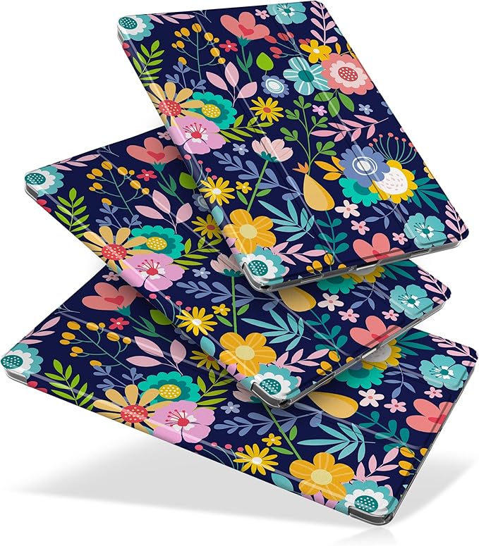 DONGKE Case for Samsung Galaxy Tab A9+/A9 Plus 11 inch 2024 2023 (SM-X210/X216/X218), Slim Stand Hard PC Translucent Back Shell Smart Cover, Auto Wake/Sleep - Colorful Florals