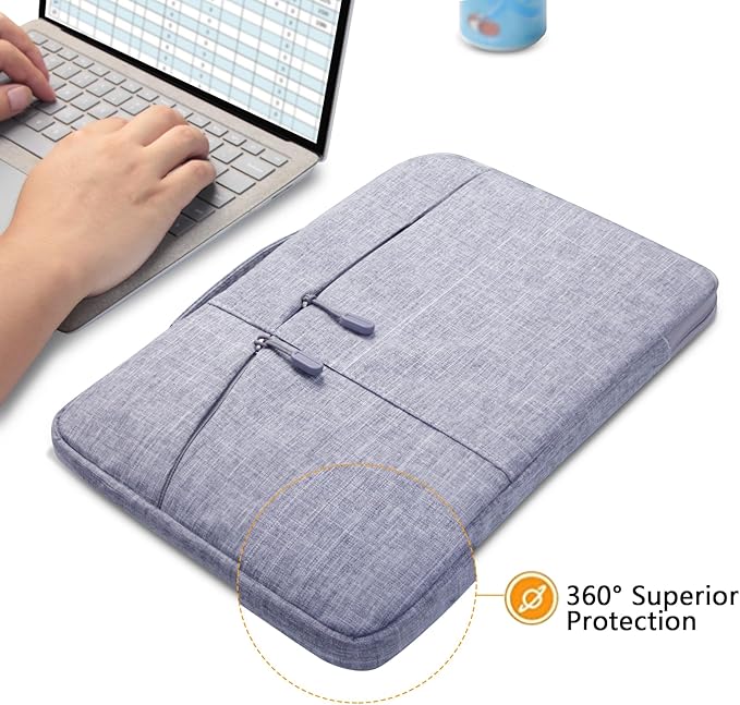 Megoo 12inch Laptop Sleeve Case for Microsoft Surface Pro 12 2025 12", Surface Laptop Go 3/2 12.4", Pro 11/10/9/X/8 13", Pro 7+/7/6 12.5", Travel Case for 11"-13" Tablet Chromebook Computers(Gray)