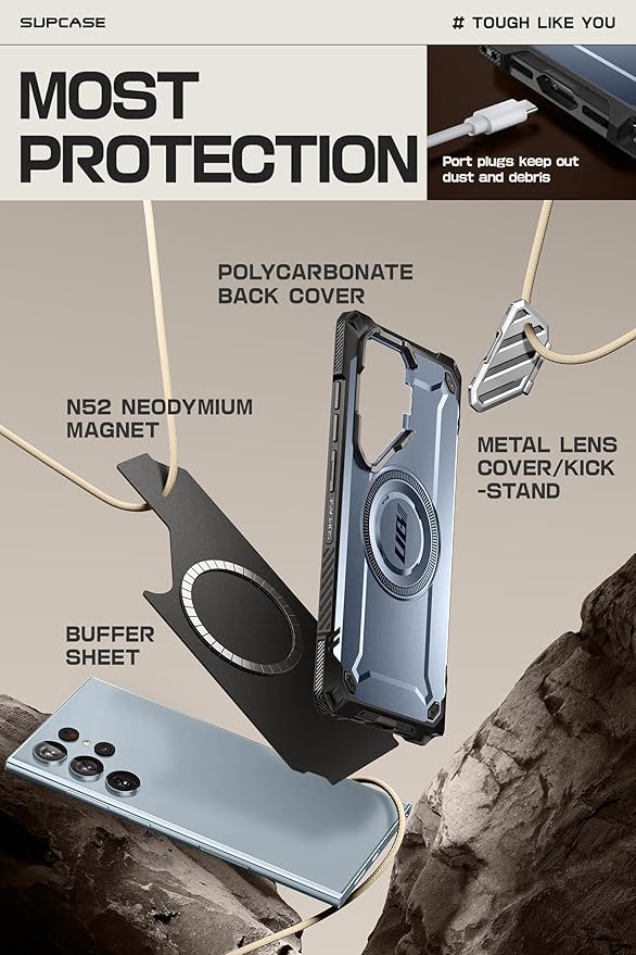 SUPCASE for Samsung Galaxy S24 Ultra Case with Stand [Built-in Camera Cover Kickstand] [S Pen Friendly] [Compatible with MagSafe] Heavy Duty Rugged Magnetic Phone Case for Galaxy S24 Ultra, Tilt