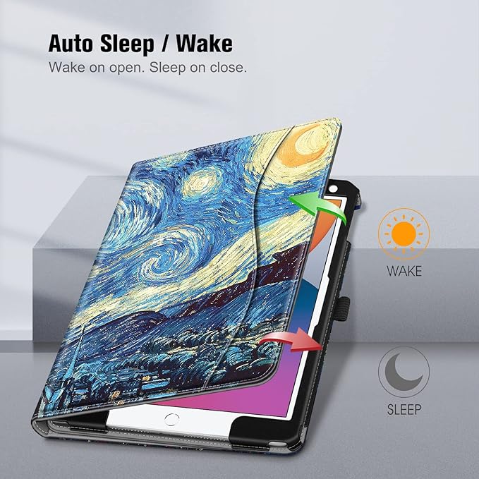 Fintie Case for iPad 9th / 8th / 7th Generation (2021/2020/2019) 10.2 Inch - [Corner Protection] Multi-Angle Viewing Stand Cover with Pocket & Pencil Holder, Auto Sleep Wake, Starry Night