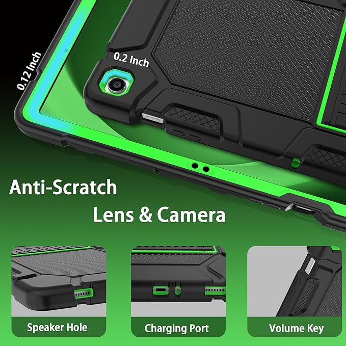 Rantice Case for Samsung Galaxy Tab A9+ / A9 Plus 11 Inch, Kids Case with Kickstand, Shockproof Rugged Cover for Samsung Galaxy Tab A9+ 11” 2023 Model (SM-X210/X216/X218), Black+Green