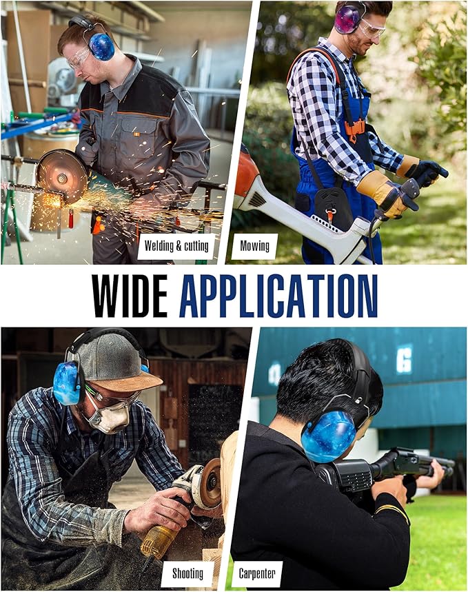 12 Pcs Hearing Protection Ear Muffs NRR 28dB Noise Reduction Headphones Shooting Ear Protection Earmuffs (Starry Sky Blue)