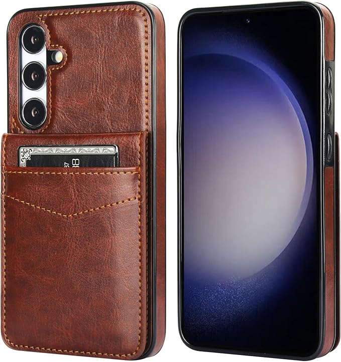 KIHUWEY for Samsung Galaxy S24 Plus Case Wallet with Credit Card Holder, Flip Premium Leather Magnetic Clasp Kickstand Heavy Duty Protective Cover for Samsung Galaxy S24 Plus 6.7" (Brown)