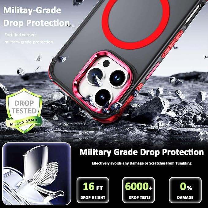 16 ProMax Case Magnetic for iPhone 16 Pro Max, Supports Wireless Charging [Compatible with MagSafe][Military Grade Drop Protection] Shockproof Protective Case for 16Pro Max, Red