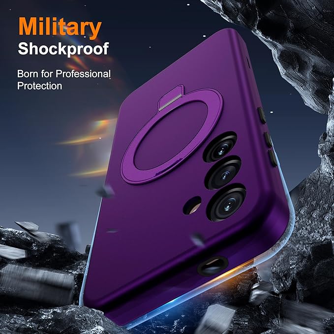 Designed for Samsung Galaxy S25 Case with Magnetic Ring Stand [Compatible with Mag-Safe][Military Grade Drop Protection][Build in Kickstand] Shockproof Galaxy S25 Phone Case 6.2",Purple