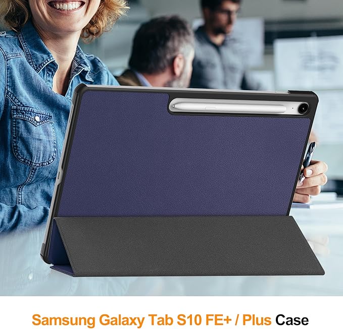Smart Case for Samsung Galaxy Tab S10 FE+ / S10 FE Plus 13.1 Inch 2025, Ratesell Lightweight Trifold Stand Smart Case Cover with Auto Wake/Sleep Navy Blue