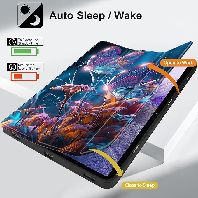 Case for Samsung Galaxy Tab S8 2022 & S7 2020, Shockproof Tablet Case for Samsung Tab S8/S7 11 inch with Auto Sleep/Wake & Trifold Stand & Soft TPU Back Cover, Glitter Butterfly