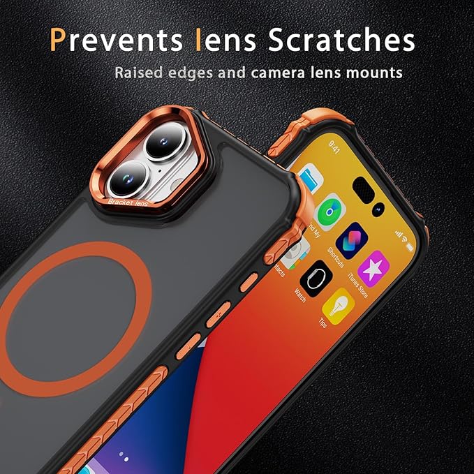 16 Plus Case Magnetic for iPhone 16 Plus Phone, 6.7 Inch, [Compatible Fast Wireless Charging] Military-Grade Protection, Slim Magnetic Case for iPhone 16Plus, Orange