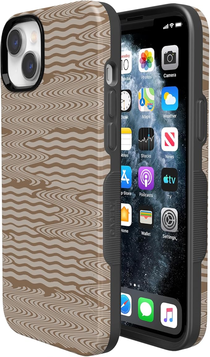 Casely iPhone 14 Case | Mocha Ripple | Brown Waves | Compatible with MagSafe | Bold Protective Design