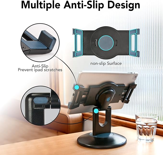 EHO Tablet Kiosk Stand, 360° Rotating Commercial Tablet Stand, Retail Kiosk, 6"-13" (Screens) Adapter Universal Holder for iPad, Air, Mini, Microsoft Surface, Most Tablets - Black