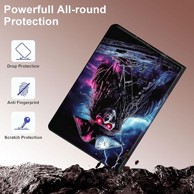 Case for Samsung Galaxy Tab S10 Ultra/Galaxy Tab S9/S8 Ultra 14.6-Inch, Slim PU Leather Stand Cover with Auto Wake/Sleep, Multi-Angle Viewing & Shockproof, Ghostly Pirate 02