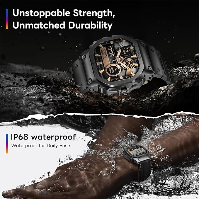 Smart Watches for Men (Answer/Make Calls), 1.57''HD Smart Watch for Android and iPhone, 24/7Fitness Watches with IP68/Heart Rate/Sleep Monitor/Steps Monitor/Pedometer/100+Sport Modes (Gray)