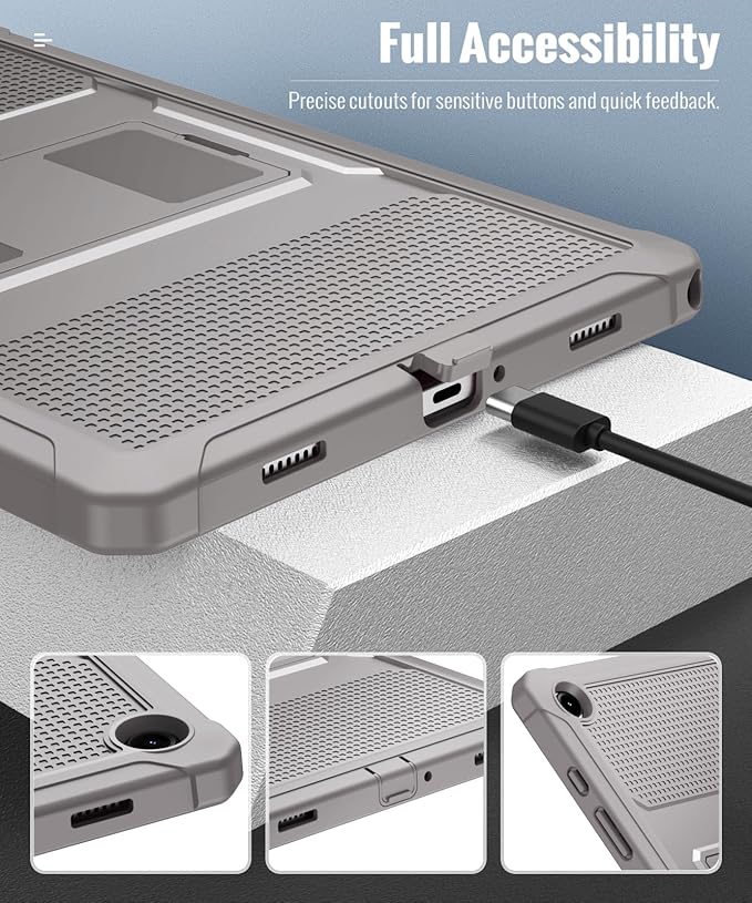 MoKo Case Fit Galaxy Tab A9 Plus 11-Inch 2023 (SM-X210/X216/X218), Shockproof Full Body Rugged Stand Back Cover Built-in Screen Protector Fit Galaxy Tab A9+ 11" 2023, Clay