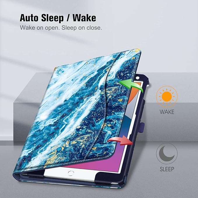 Fintie Case for iPad 9th / 8th / 7th Generation (2021/2020/2019) 10.2 Inch - [Corner Protection] Multi-Angle Viewing Stand Cover with Pocket & Pencil Holder, Auto Sleep Wake, Sandy Wave