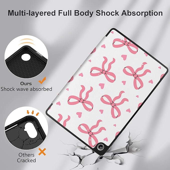MEEgoodo Case for Samsung Galaxy Tab A9 Plus 11 inch Cover 2024 2023 with S Pen Holder, A9+ Smart Tablet Cases with Leather Trifold Stand+Soft TPU Back Shell+Smart Auto Wake/Sleep, Pink Bows