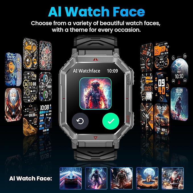 Military Smart Watch for Men with GPS/Compass，GPT Voice Assistant，Smartwatch with LED Flashlight，2.01"HD Display Bluetooth Call，Fitness Tracke with Multiple sports Modes，Compatible with Android & iOS